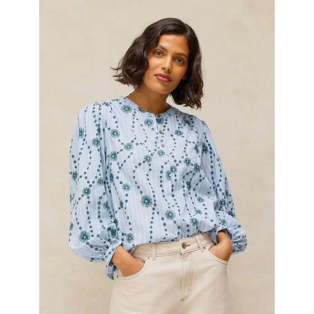 White Stuff Lana Embroidered Shirt Green Multi